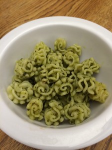 Radiatore pasta with cilantro pesto